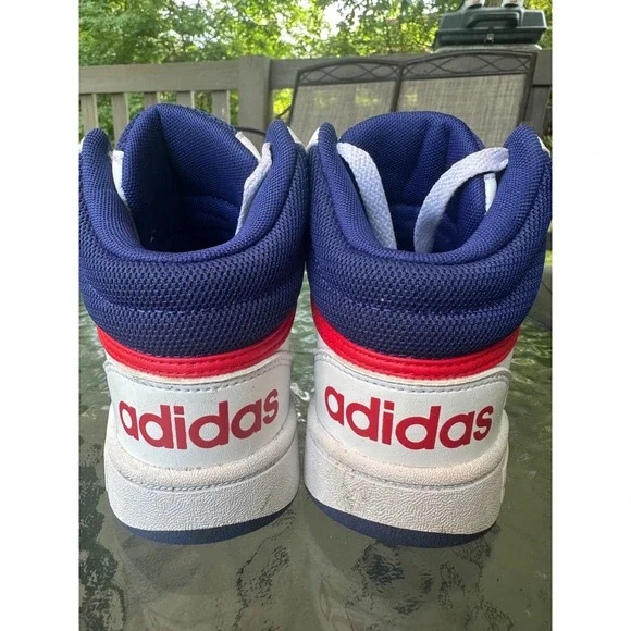 Adidas Hoops Mid 3.0 High Top Sneakers White Blue Red 13K - Picture 3 of 8